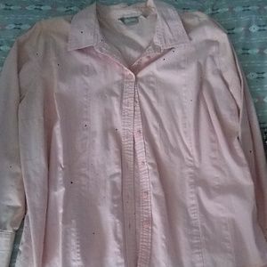 croft and barrow pink button up shirt womans